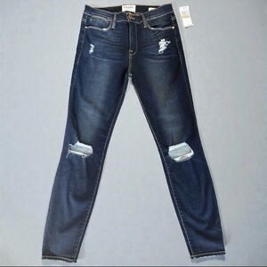 Frame Women's Dark le high skinny Indigo Ripped Skinny Jeans